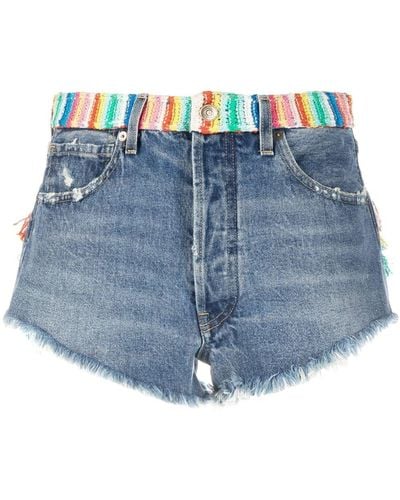 Alanui Over The Rainbow Jeans-Shorts - Blau