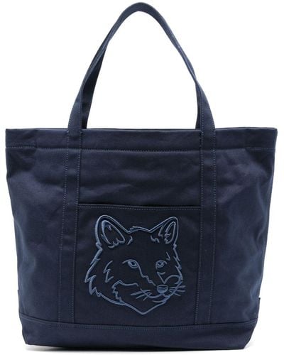 Maison Kitsuné Grand sac cabas Fox Head - Bleu