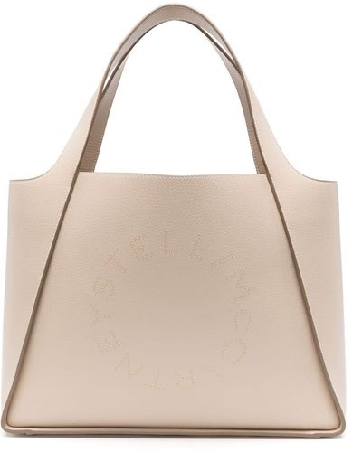Stella McCartney Handtasche mit Logo-Schild - Natur