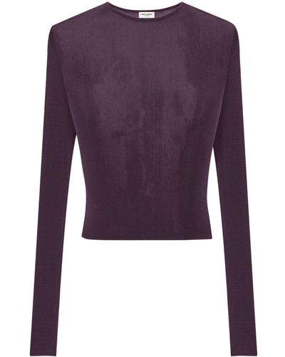 Saint Laurent Ribbed Long-sleeve Top - Purple