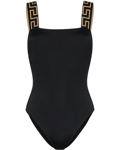 Versace Badeanzug mit Greca-Muster - Schwarz