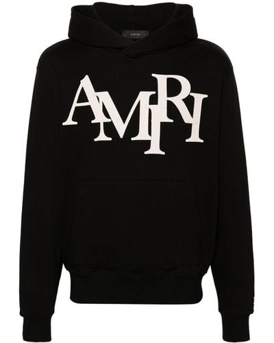 Amiri Staggered Logo-patches Hoodie - Black