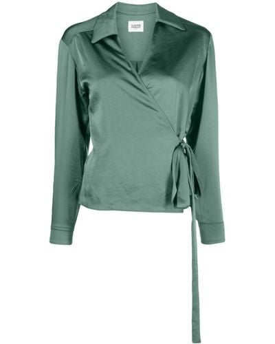 Claudie Pierlot Chemise en satin à design cache-cœur - Vert