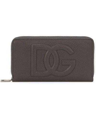 Dolce & Gabbana Dg Logo Zip-around Leather Wallet - Grey