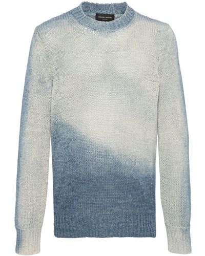 Roberto Collina Ausgeblichener Pullover mit Lochstrickmuster - Blau