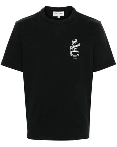 Café Kitsuné Logo-print Cotton T-shirt - Black