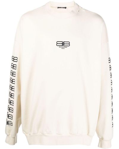 Balenciaga Sweatshirt mit Logo-Print - Natur