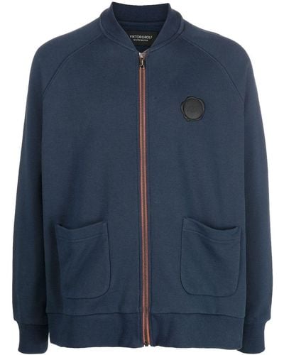 Viktor & Rolf Veste zippée à patch logo - Bleu