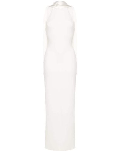 Solace London Dahlia Crepe Column Gown - White