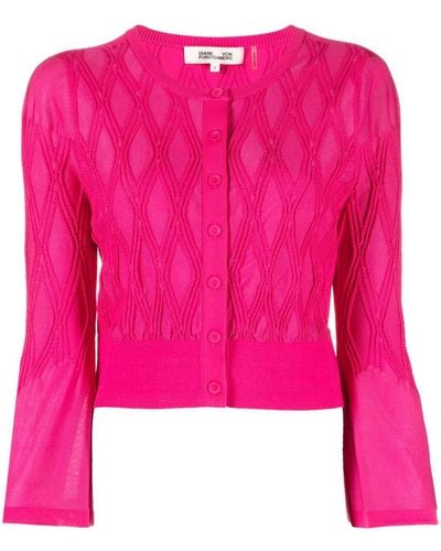 Diane von Furstenberg Charlie Diamond-pattern Cardigan - Pink
