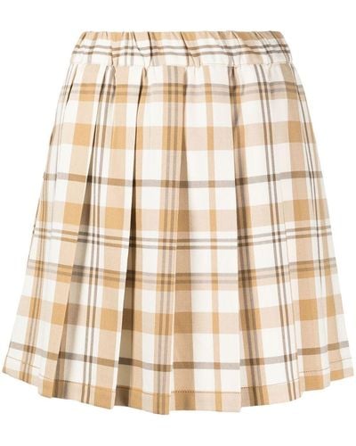 Chocoolate Tartan-print Flared Mini Skirt - Natural