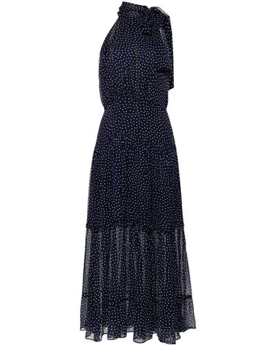 RIXO London Gepunktetes Neckholder-Kleid - Blau
