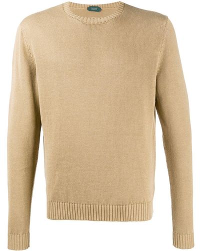 Zanone Long-sleeve Fitted Sweater - Brown