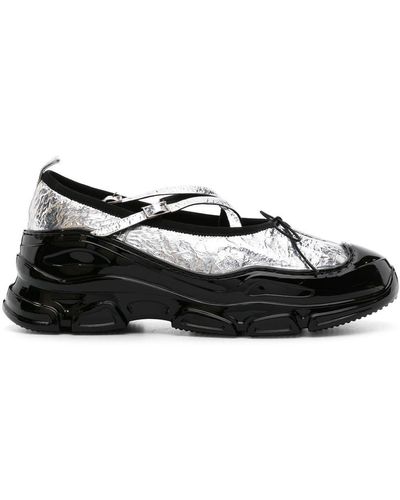 Simone Rocha Tracker Metallic Ballet Trainers - Men's - Rubber/calf Leather/polyurethane - Black