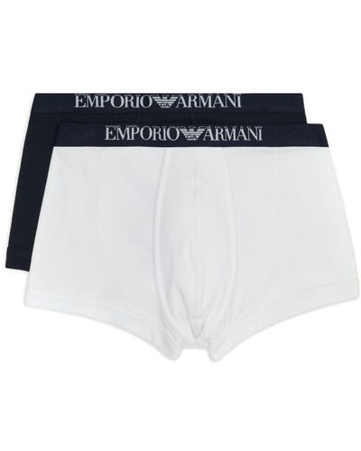 Emporio Armani Logo-waistband Boxers (pack Of Two) - Blue