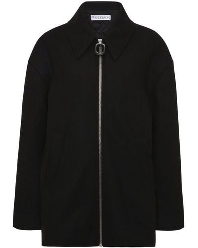 JW Anderson Zip-front Wool-blend Coat - Black