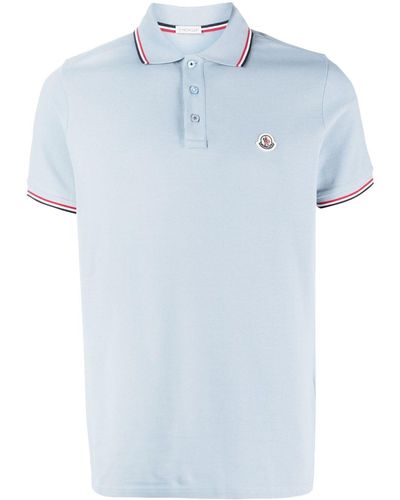 Moncler Logo-patch short-sleeved polo shirt - Azul