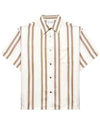 John Elliott Seidenhemd mit Streifen-Print - Weiß