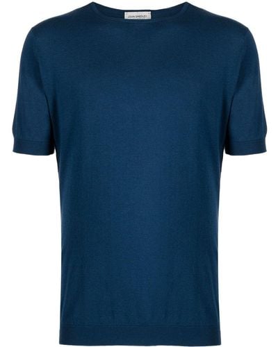 John Smedley Jersey-knit Short-sleeve Sweatshirt - Blue