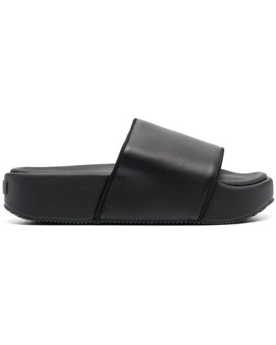 Y-3 Leather Flatform Slides - Men's - Rubber/calf Leather/fabric - Black