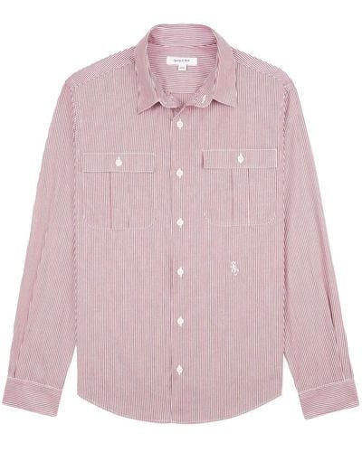 Sporty & Rich Utility Logo-embroidered Striped Shirt - Pink