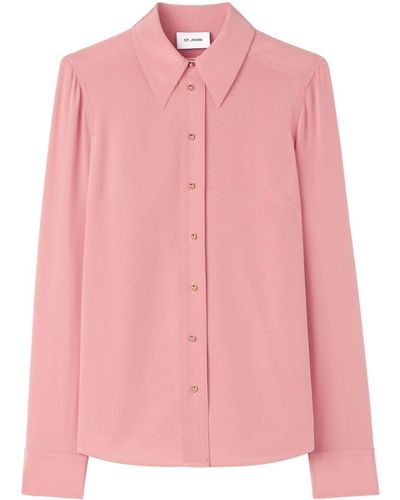 St. John Long-sleeve Silk Shirt - Pink