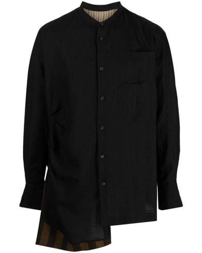 Ziggy Chen Asymmetric Collage Button-up Shirt - Black