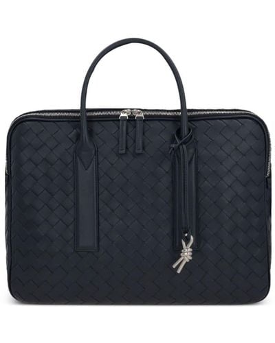 Bottega Veneta Intrecciato zipped two-way briefcase - Bleu