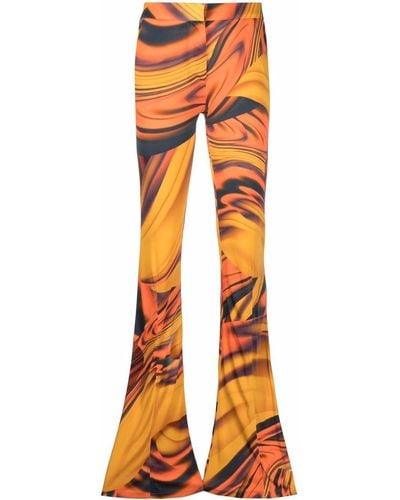 The Attico Pantalon évasé à imprimé abstrait - Orange