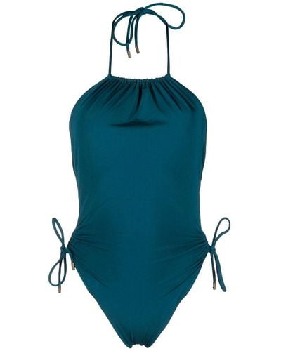Saint Laurent Lace-up Detail Swimsuit - Blue