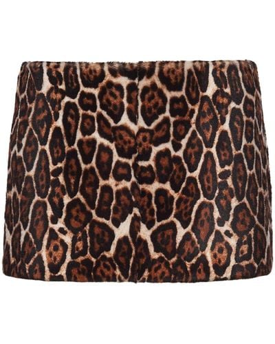 Prada Animal-print Shearling Miniskirt - Brown