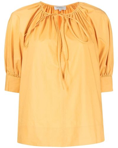 Lee Mathews Puff-sleeve Cotton Blouse - Orange