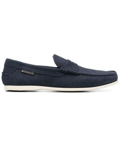 Tom Ford Logo-appliqué Leather Loafers - Blue