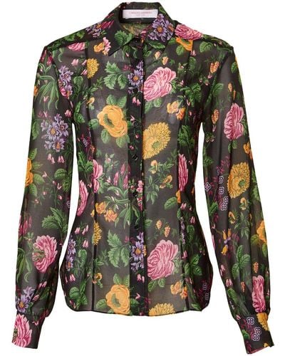 Carolina Herrera Camisa con estampado floral - Negro