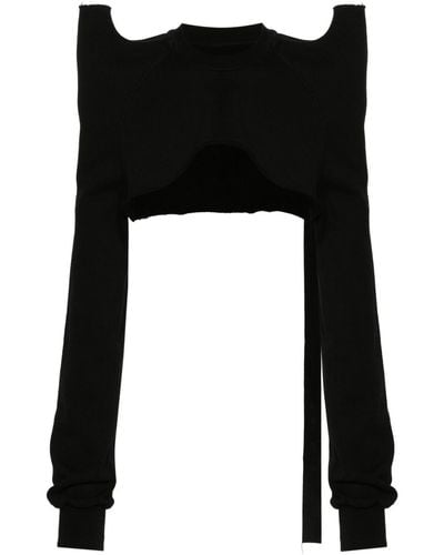 Rick Owens Tecsweat クロップド スウェットシャツ - ブラック