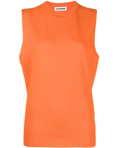 Jil Sander Sleeveless Cashmere Top - Orange