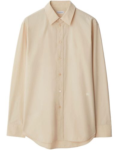 Burberry Edk-embroidered Cotton Shirt - Natural