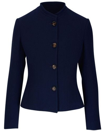 Kiton Button-down Wool Fitted Jacket - Blue