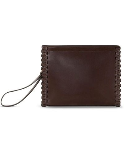 Etro Medium Braided Leather Clutch Bag - Brown