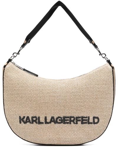 Karl Lagerfeld Mittelgroße Moon Schultertasche mit Logo - Weiß
