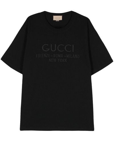 Gucci T-shirt Met Geborduurd Logo - Zwart