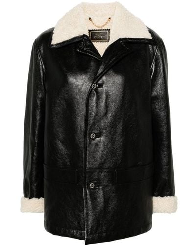 Gucci Shearling-lined Leather Jacket - Black