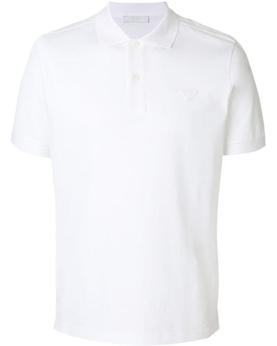 Prada Poloshirt mit Logo-Patch - Weiß