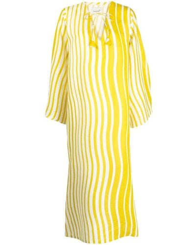 Bambah Sicily Striped Kaftan Dress - Yellow
