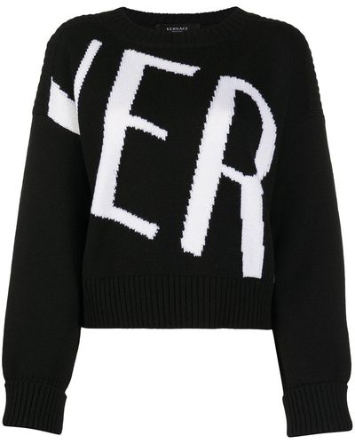 Versace ロゴ ニットセーター - ブラック