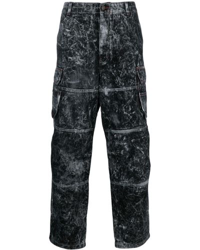 DIESEL Gerade Jeans mit Acid-Wash-Effekt - Grau