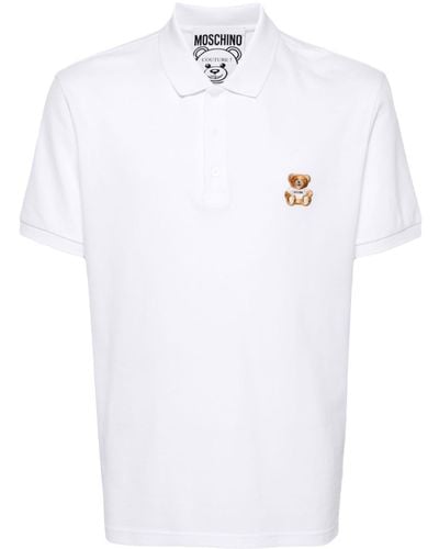Moschino Teddy Bear Cotton Polo Shirt - White