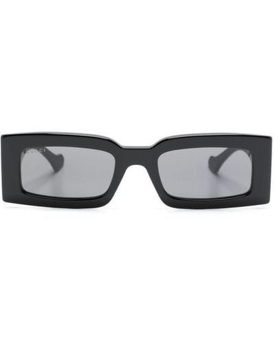 Gucci Double G Rectangle-frame Sunglasses - Black