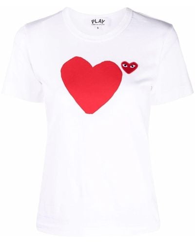 COMME DES GARÇONS PLAY T-Shirt mit Logo-Patch - Weiß