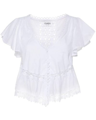 Charo Ruiz Floral-lace Flared Blouse - White